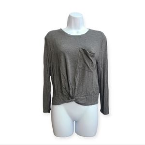 RVCA Gray Twist Knot Cropped Long Sleeve Top sz L